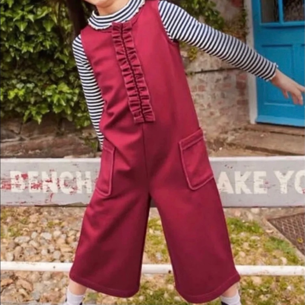 NWT Mini Boden Pointe Pocket Jumpsuit Bramble Red